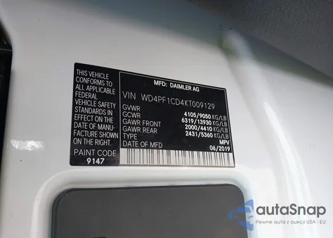 2019 Mercedes-Benz Sprinter 2500 High Roof V6 from USA, damaged, VIN WD4PF1CD4KT009129